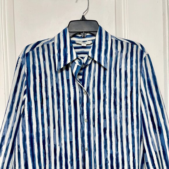 Vince women’s Painterly Stripe Oversized Shirt White Blue S - Picture 9 of 16